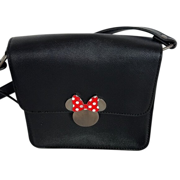 Disney Handbags - Disney Minnie Mouse Black Crossbody Bag With Adjustable Strap & Polka Dot Bow De